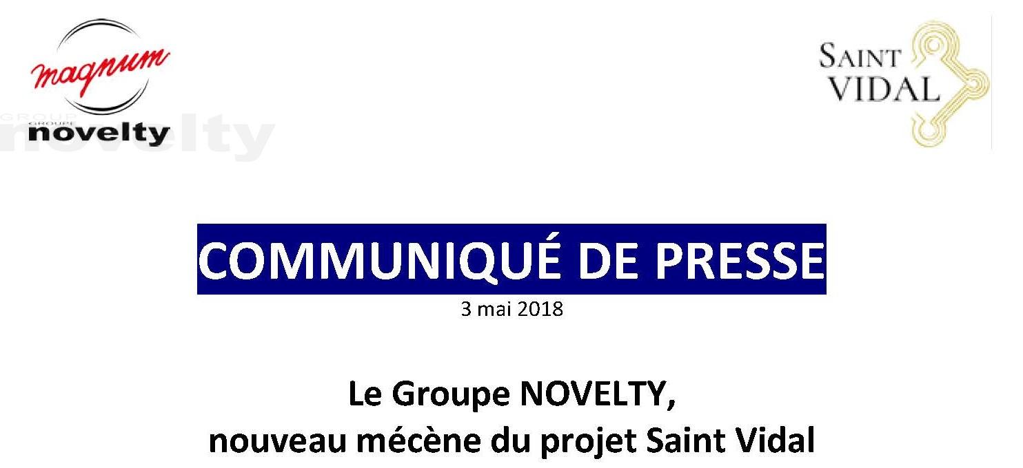 Visuel Le Groupe NOVELTY, nouveau mécène du projet Saint Vidal
